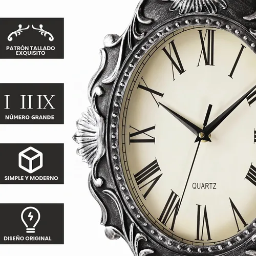 Vista 2 de AYRELY Reloj de pared rústico ovalado de 14 pulgadas, funciona con pilas, reloj silencioso de estilo rústico que no hace tictac, decorativo