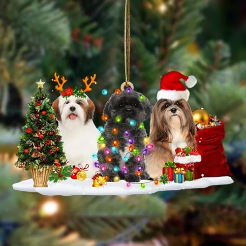 Vista 59 de Nazenti Adorno de Navidad personalizado con amigos Affenpinscher – Adorno de perro personalizado para amantes de las mascotas, acrílico plano