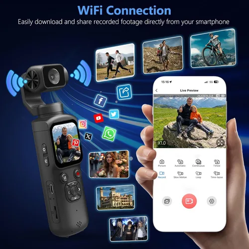 Vista 3 de Cámara de bolsillo 4K para vlogging, cámara de vlogging de 75MP con lente 2-Pavonado