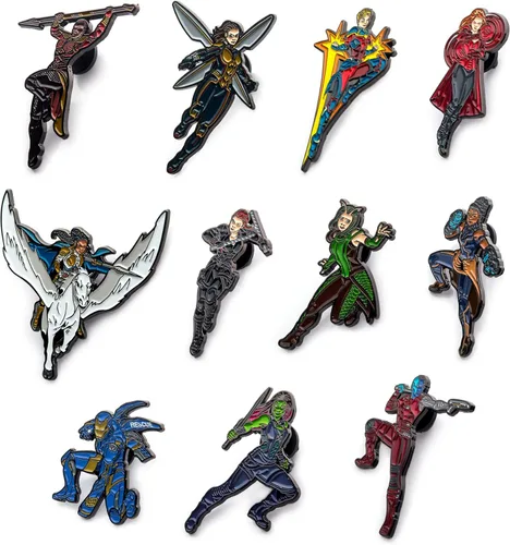 Vista 5 de Marvel Studios The Infinity Saga Endgame Heroes - Juego de 11 pines de solapa a base de metal y esmalte con caja de ventana con licencia