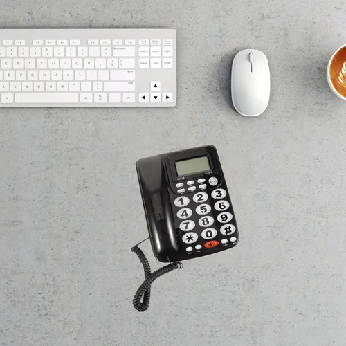 Vista 4 de Housoutil Teléfono de escritorio portátil de mesa con pantalla grande, fácil instalación, teléfono fijo con cable para oficina y uso doméstico