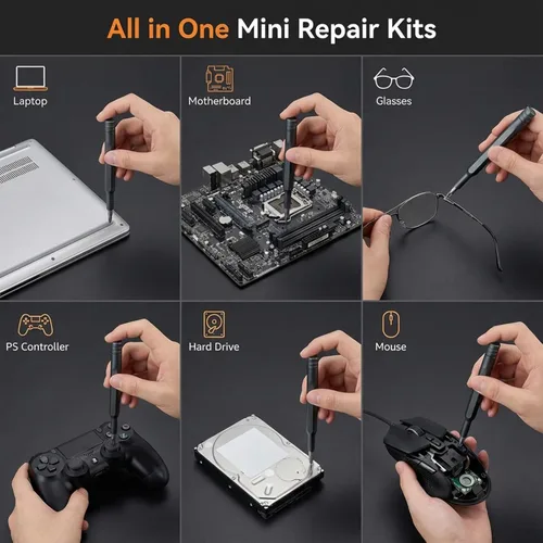 Vista 6 de Juego de destornilladores de precisión 25 en 1, kit de mini herramientas de reparación magnética profesional para teléfono, laptop, PC, controlador