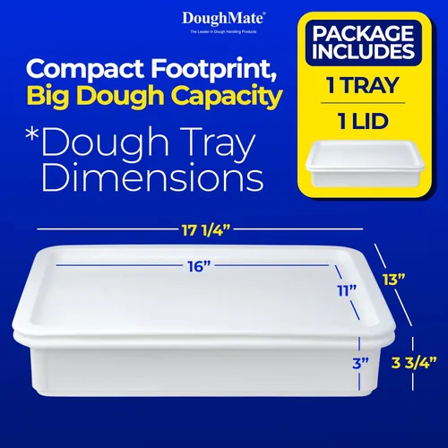 Vista 2 de DoughMate® 1 bandeja a prueba de masa de pizza con 1 tapa, capacidad para 6 bolas de masa, fácil de limpiar, duradera, certificado NSF®, fabricado