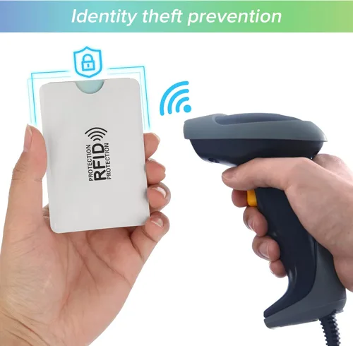 Vista 2 de TIESOME Juego de 10 fundas para tarjetas RFID, fundas de bloqueo RFID, impermeables, para tarjetas de crédito, protector de tarjetas de identidad