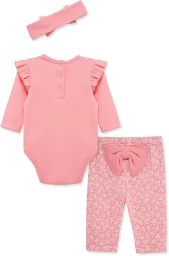 Vista 9 de Little Me Conjunto de 3 piezas para bebé, 100% algodón, body con diadema y pantalón a juego, de 3 meses a 24 meses