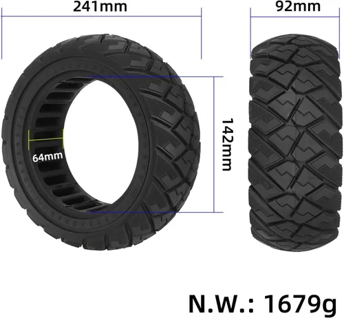 Vista 2 de Solid All-Terrain Tire 90/65-6.5 for Zero 11X Electric Scooter, Puncture Proof Honeycomb Non-Slip Replacement Wheel (1)