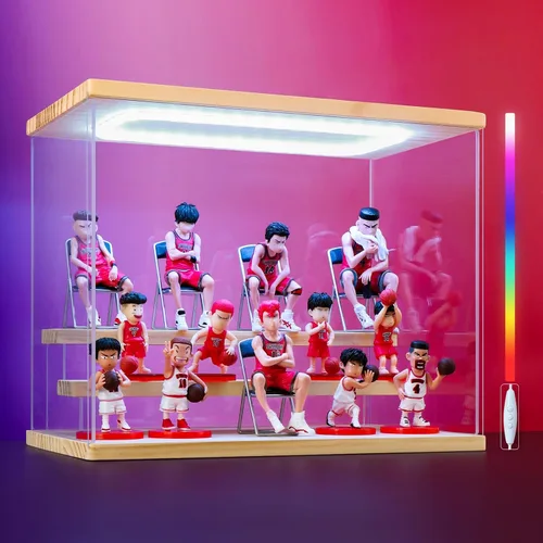 Vista 24 de Vitrina de acrílico transparente para figura de acción Pop Mart, vitrina Funko Pop a prueba de polvo con iluminación, múltiples capas para Rosa