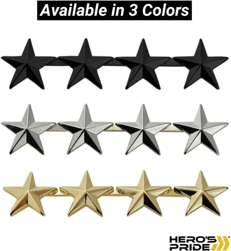 Vista 2 de Hero's Pride Insignia de rango, pin de estrella de cinco puntas, 2 postes y respaldos de embrague, paquete de 2