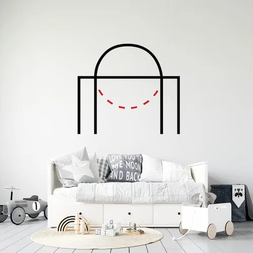 Vista 4 de Calcomanía de pared con diagrama de líneas de media cancha de baloncesto, calcomanías de pared de baloncesto, arte de pared de baloncesto