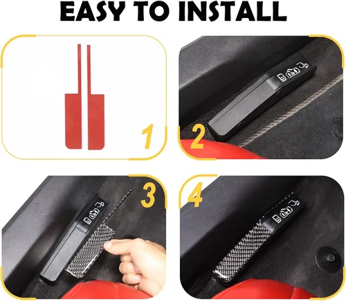 Vista 5 de Adhesivo de interruptor de cerradura de puerta de emergencia de fibra de carbono 3D suave Compatible con Corvette C8 Stingray Z06 Z51 2020 2021 2022