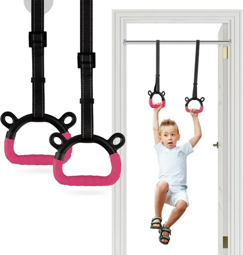 Vista 8 de EXQ Home Anillos de gimnasia para niños, anillos de dominadas para ejercicio de niños, anillo para gimnasia en interiores, anillos de gimnasia