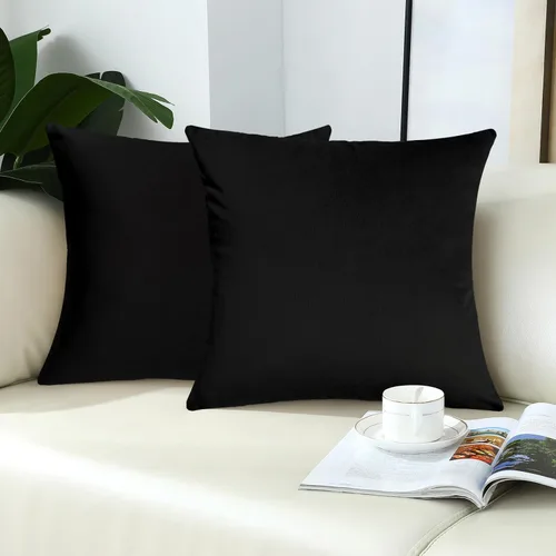 Vista 52 de mixeoo Fundas de almohada decorativas azul bebé cómodas de terciopelo cuadrado súper suaves para sofá de la sala de estar, juego de 2, 18 x 18