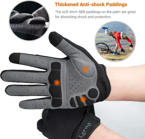 Vista 4 de Guantes de ciclismo de montaña, guantes de ciclismo de dedo completo para pantalla táctil, para hombres y mujeres, para correr al aire libre
