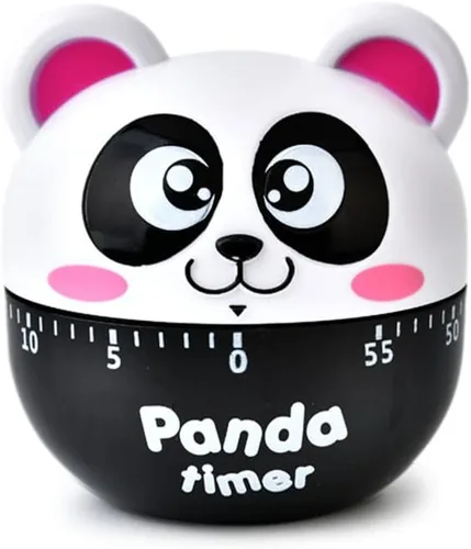 Vista 10 de Temporizador de maquinaria de panda de dibujos animados de tamaño mini 60 minutos Temporizadores de cocina mecánica Reloj contadores de alarma Negro