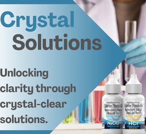 Vista 4 de Crystal Clear Lab - Juego de dióxido de cloro puro de CDS con botellas de una sola gota, HCl grande, 2 onzas líquidas