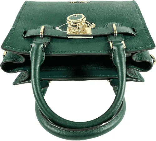 Vista 5 de Michael Kors Hamilton Kay Lock - Bolso cruzado de cuero pequeño, color verde joya, Verde