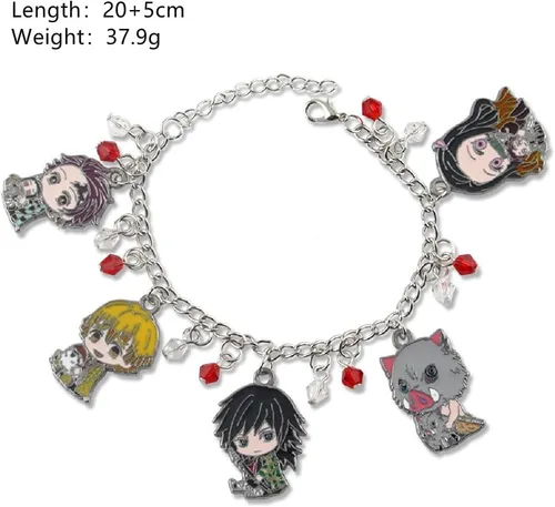 Vista 2 de EFORPT 4pcs Kimetsu no Yaiba pulsera anime llavero manga etiqueta
