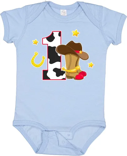 Vista 24 de inktastic Body de bebé de vaquero para cumpleaños de 1 año con botas de vaquero