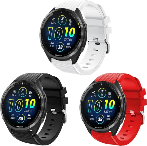 Vista 2 de Lamshaw Correas compatibles con Garmin Forerunner 965, correas de repuesto clásicas de silicona compatibles con reloj inteligente Garmin Forerunner