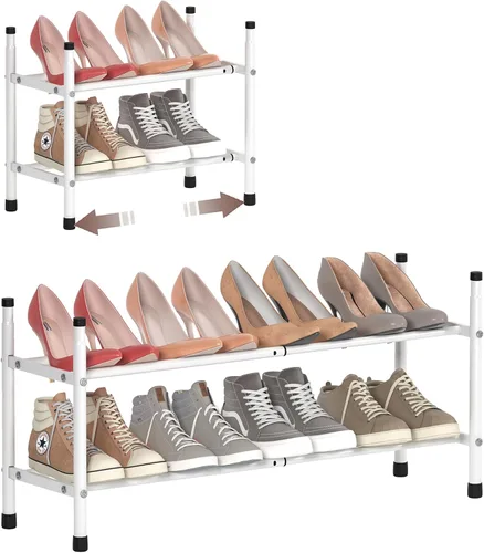 Vista 10 de TZAMLI Zapatero de metal expandible de 2 niveles para armario, organizador de zapatos apilable, almacenamiento de zapatos de metal ajustable, Negro