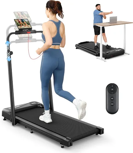 Vista 8 de THERUN Walking Pad, 2 in 1 Foldable Treadmills for Home, 2.5HP Under Desk with Handle Bar, 16" Widened Running Belt, Treadmill with Remote Control &