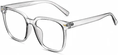 Vista 6 de PANNER Gafas cuadradas de gran tamaño con bloqueo de luz azul antideslumbrante para computadora Gris