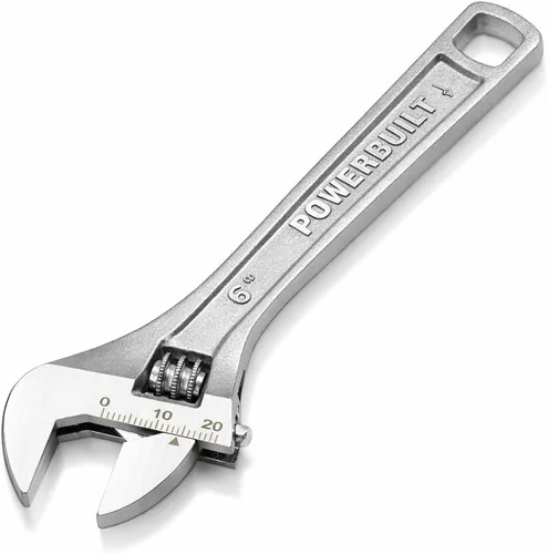 Vista 8 de Powerbuilt Llave ajustable de 4 pulgadas, llave de fontanería de apertura de mandíbula ancha, marcas de mandíbula preajuste fácil de leer, mango