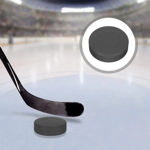 Vista 9 de Gatuida Hockey sobre hielo, 4 unidades de discos de hockey de goma para juego de piso de interior, deportes al aire libre, suministros de hockey