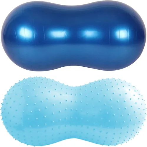 Vista 7 de Bola de maní antiestallido PVC grueso 35.4 x 17.7 pulgadas, ejercicio de equilibrio con bomba de aire para niños, embarazo, yoga, gimnasio en casa