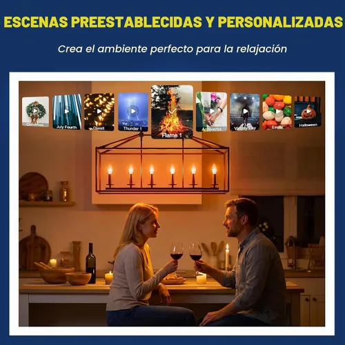 Vista 8 de Bombillas inteligentes E12 equivalente a 60 W, funciona con Alexa/Google Home/Smart Life, 500LM 6W RGBCW Candelabro LED bombillas, no requiere