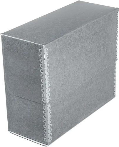 Vista 11 de Lineco Caja de almacenamiento de documentos archivados con borde metálico, caja de cartón libre de ácidos gris, organiza y almacena archivos