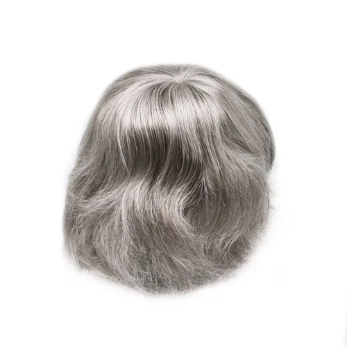 Vista 180 de Toupee para hombre 100% cabello humano real tupé para hombres 0.004 in piel de poliuretano para hombre, sistema de reemplazo de piezas de pelo