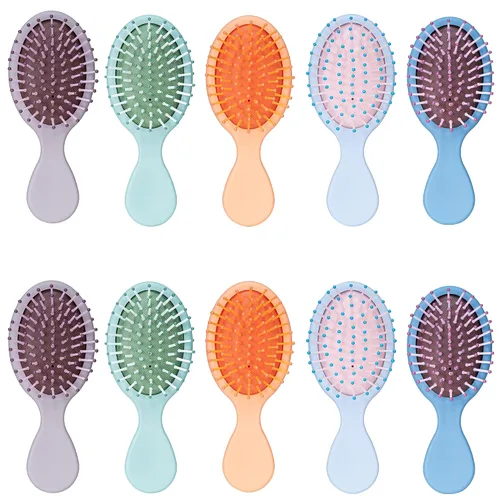 Vista 8 de Bituemly 4 mini cepillos para el pelo, cepillo desenredante de viaje para niñas, niños, mujeres, hombres, cepillo pequeño de bolsillo para cabello