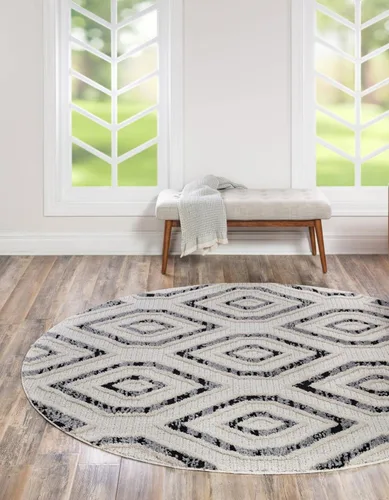 Vista 9 de Unique Loom Cherokee Collection Gatlinburg - Alfombra rectangular de 2 x 3 pies 1 pulgada, color blanco y negro