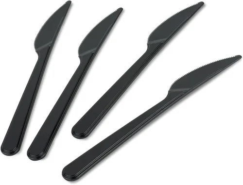 Vista 10 de PlasticPro Juego de 50 tenedores de plástico pesados, tenedores desechables negros, juego de cubiertos de plástico