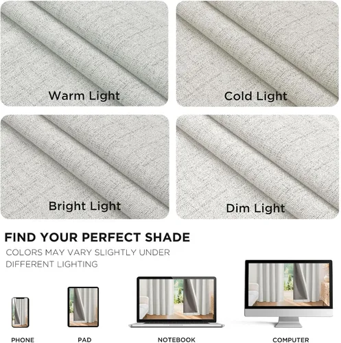 Vista 8 de Joydeco - Cortinas opacas para dormitorio de 90 pulgadas de largo 100% bloqueadoras de luz, juego de 2 paneles blancos, cortinas de oscurecimiento