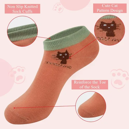 Vista 2 de Justay 5 Pairs Womens Cute Cat Socks Novelty Funny Cat Claw Socks Animal Fun Ankle Socks