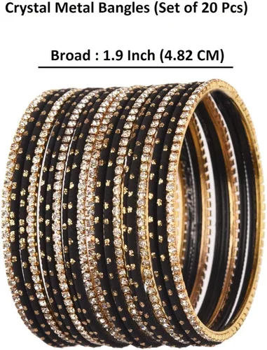 Vista 5 de Efulgenz Indian Bangle Set Rhinestone CZ Plain Metal Bracelet Bangle Jewelry for Women