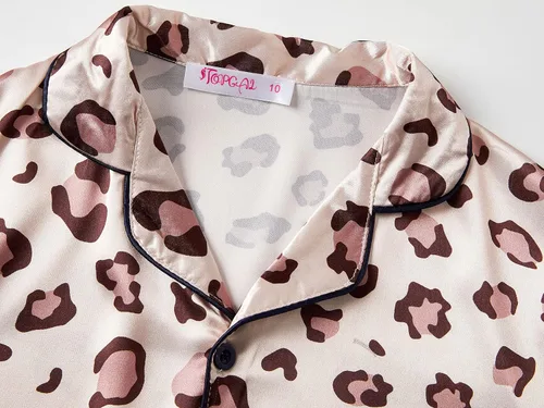 Vista 2 de Pijama de satén para niñas, estilo de unicornio y gato, conjunto de pijama de seda con botones, talla 6-16