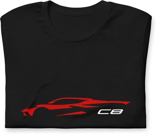 Vista 4 de Camiseta Vette de 8 generación con silueta de contorno C8 roja 2022 2023