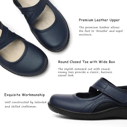 Vista 3 de Zapatos planos clásicos y cómodos Mary Jane para mujer, zapatos de vestir casuales a la moda, bonitos zapatos de vestir con puntera cerrada, ligeros
