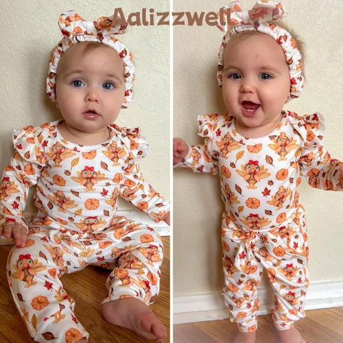 Vista 3 de Aalizzwell Conjunto de mameluco acanalado para bebé recién nacido prematuro para otoño e invierno