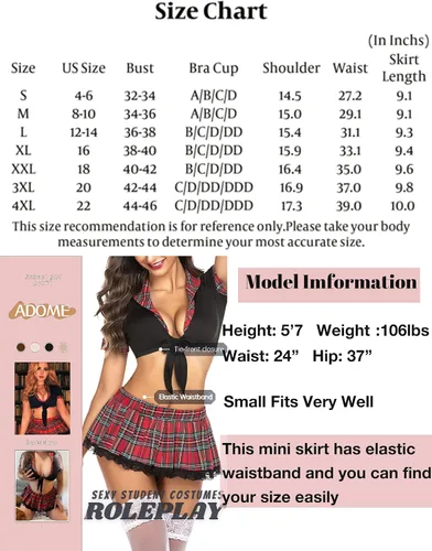 Vista 7 de ADOME - Conjunto de lencería sexy para mujer diseño de colegiala estudiante para juegos de roles