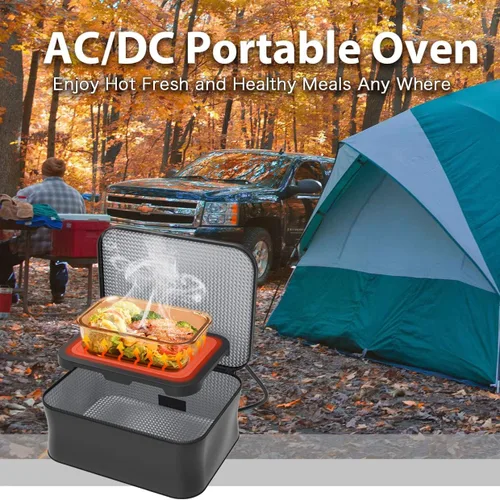 Vista 7 de TN TONNY Calentador portátil de 12 V, calentador de lonchera eléctrica de 12 V/110 V, calentador de alimentos personal, bolsa de almuerzo calentada