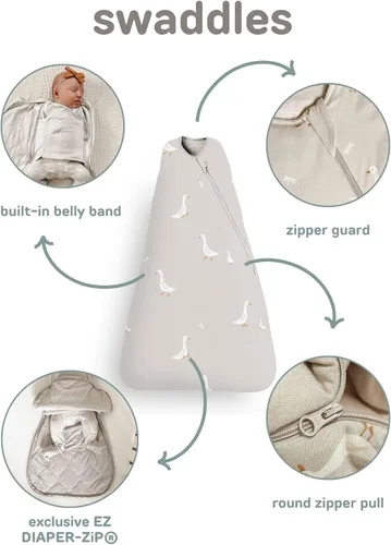 Vista 6 de GUNAMUNA Saco de dormir para bebés y niños pequeños, fácil cambio de pañales, 1.0 TOG