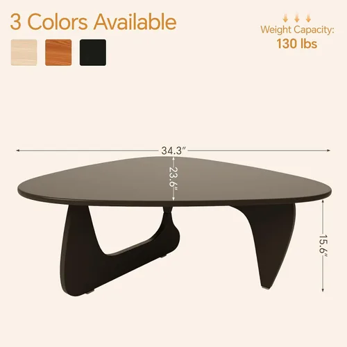 Vista 2 de Mesas de café de madera pequeña mesa de café de granja mesa central de madera de mediados de siglo para sala de estar, negro, 35 pulgadas