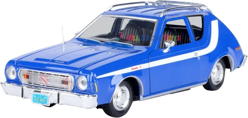 Vista 2 de Motormax 1974 AMC Gremlin X 1:24 Modelo fundido a presión Forgotten Classics Series 79045 Azul