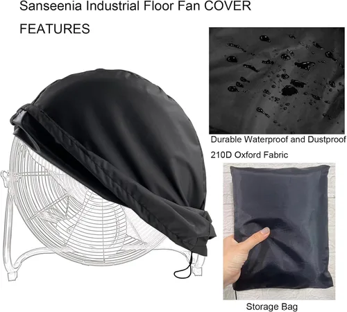 Vista 5 de Cubierta de ventilador de piso industrial, cubierta de ventilador impermeable y a prueba de polvo, apta para la mayoría de ventiladores de piso