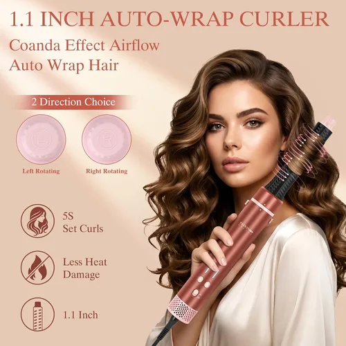 Vista 4 de MaxAir 2.0 7 in 1 Auto Dual Voltage Hair Dryer Brush Blow Dryer Brush Set Amber