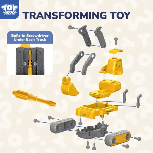 Vista 3 de TOY Life Juguetes para niños de 3, 4, 5, 6, 7 años, vehículos de construcción, robots transformadores, juguetes para niños, 5 en 1, juguetes